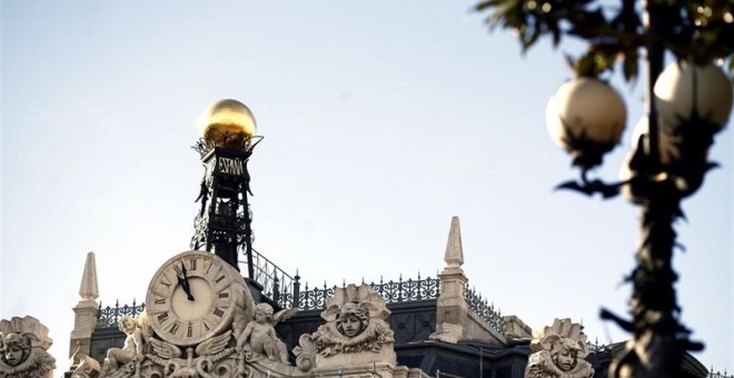 Detalle de la fachada del Banco de España. E.P.