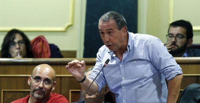 El portavoz de Compromìs en el Congreso, Joan Baldoví, durante su intervención en el pleno celebrado esta tarde en el Congreso de los Diputados. EFE/Kiko Huesca