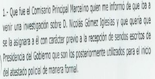 Extracto de la denuncia del ex número dos de la Policía.