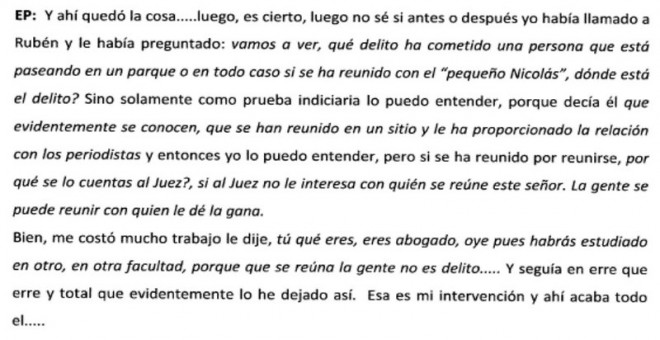 Declaración del ex comisario Eugenio Pino en noviembre de 2015.