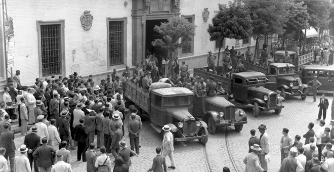 'Mineros de la sierra de Huelva apresados en la zona de la Pañoleta' (Archivo Serrano).