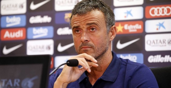 Luis Enrique, entrenador del Barcelona, en la rueda de prensa previa al partido contra el Real Madrid.