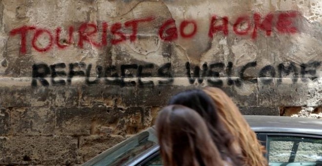 Pintada contra el turisme de masses a Palma. REUTERS