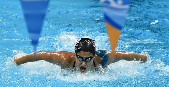 Yusra Mardini, nadando en los JJOO. / UNHCR