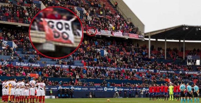 Pancarta con la palabra 'Gordo' en el Reyno de Navarra.