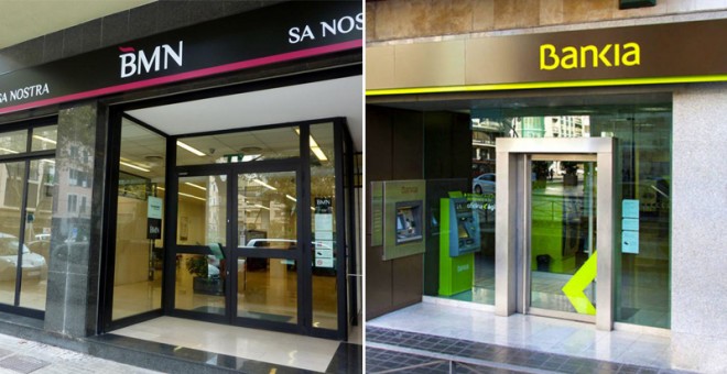 Oficinas de Banco Mare Nostrum (BMN) y de Bankia.