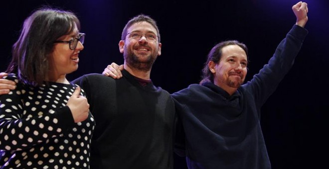 Albano Dante i Pablo Iglesias a Sant Feliu de Llobregat. EFE/MARTA PÉREZ