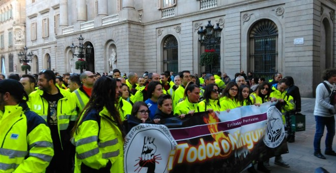 Marcha de los estibadores en Barcelona. Laura Safont