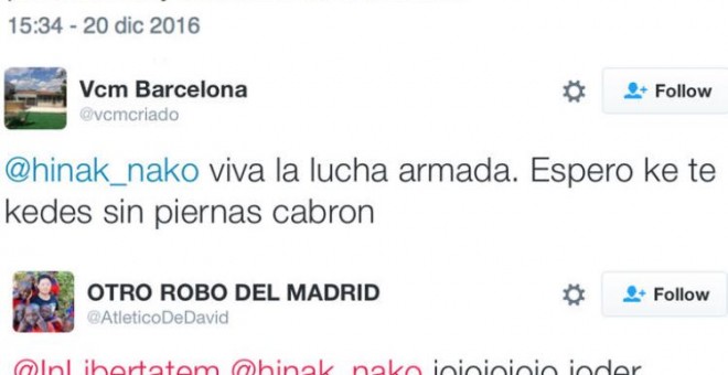 Amenazas a Ellakurria en Twitter