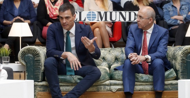 Francisco Rosell en un acto organizado por 'El Mundo' con Pedro Sánchez.