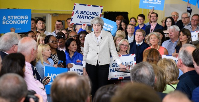 Britain's Prime Minister Theresa May attends a campaign event in Twickenham, London, May 29, 2017. REUTERS/Leon Neal/Pool