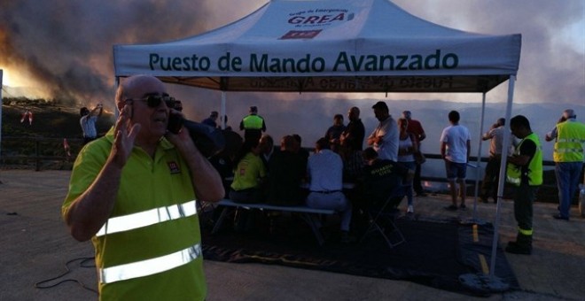 Puesto de mando avanzado por el incendio desatado en las Minas de Riotinto. /JUNTA DE ANDALUCÍA.