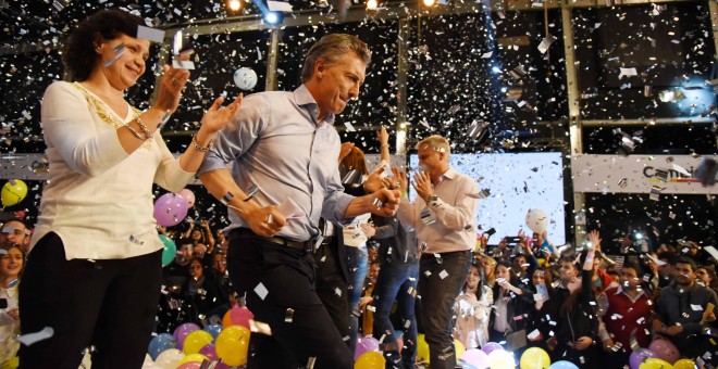 El presidente de Argentina, Mauricio Macri, participa en un acto de cierre de campaña para las primarias legislativas del domingo. EFE