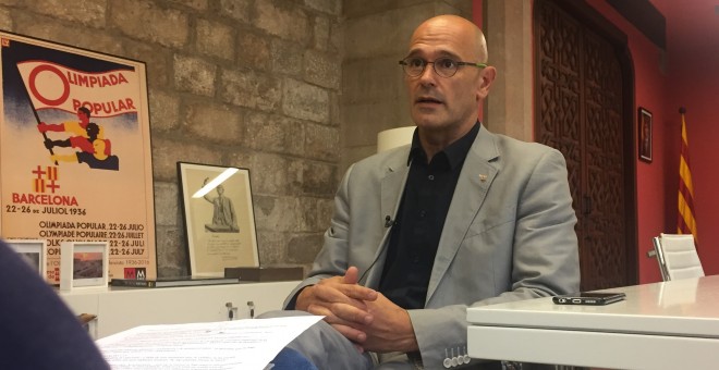 Raül Romeva en un moment de l'entrevista amb diari Públic