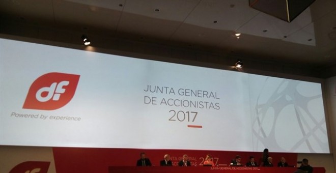 Imagen de la última junta de accionistas de la empresa asturiana Duro Felguera. E.P.