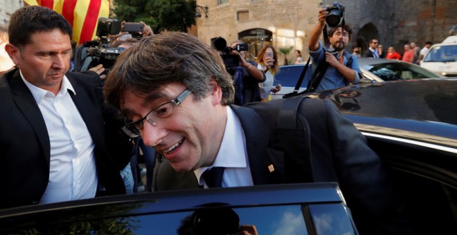 Puigdemont, tras su comparecencia en el Palau. REUTERS/Yves Herman