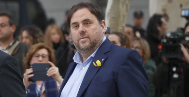 Oriol Junqueras, a su llegada a la Audiencia Nacional. / EFE