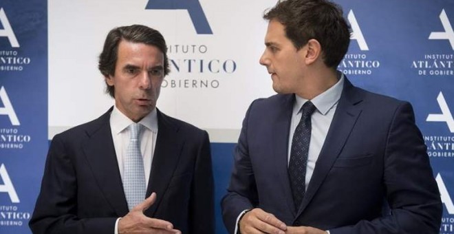 Albert Rivera participó hace unos meses en un acto del Instituto Atlántico donde José María Aznar organizó un máster de 'liderazgo'. Archivo EFE