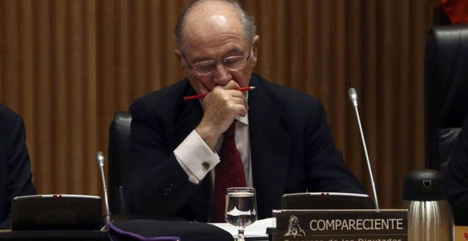 El exvicepresidente y exministro de Economía Rodrigo Rato, durante su comparecencia en la Comisión de investigación de la crisis financiera. | J.J. GUILLÉN (EFE)