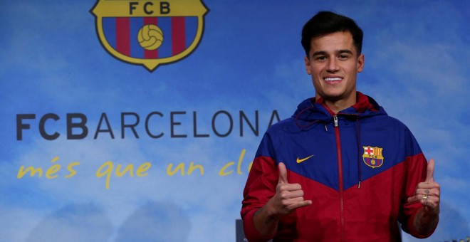 El futbolista del FC Barcelona Coutinho, el dia de la seva presentació.