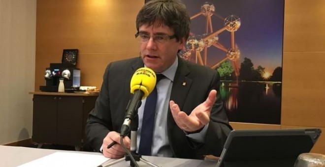 El president cessat Carles Puigdemont, entrevistat des de Brussel·les per a Catalunya Ràdio. / CCMA