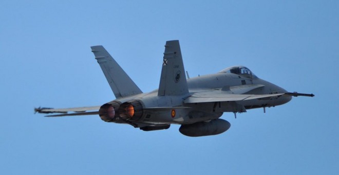 Un F-18 del Ala 12, con base en Torrejón (Madrid). EJÉRCITO DEL AIRE