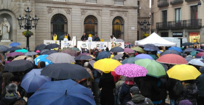 Concentració convocada per Som Escola, en defensa del model d'ensenyament amb immersió lingüística en català. Maria Rubio