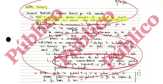 Fragmento de las anotaciones manuscritas por Josep Maria Jové, ex secretario general de Vicepresidencia de la Generalitat, en su agenda Moleskine intervenida por la Guardia Civil en un registro en su domicilio.