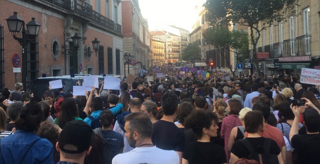 Imagen de la calle San Bernardo durante la protesta.- V. P