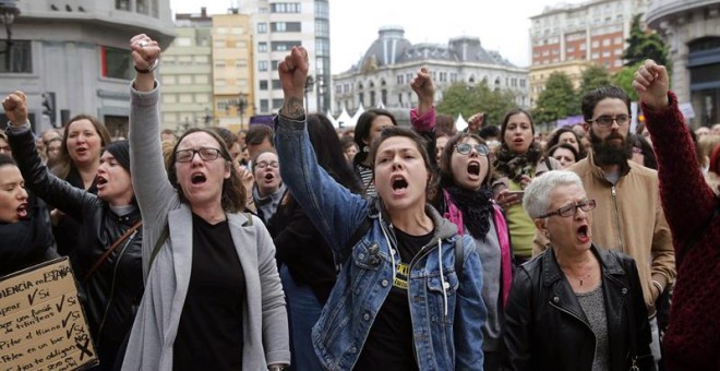 Un instante de la movilización en Asturias.- EFE