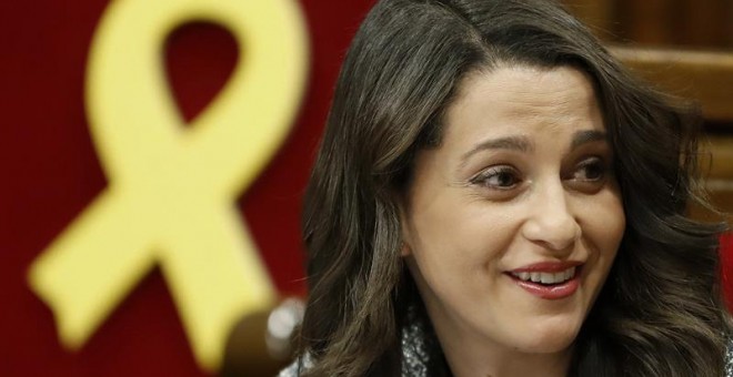 La líder de Ciutadans, Inés Arrimadas, durante la segunda sesión del debate de investidura que se celebra en el Parlament. EFE/Andreu Dalmau