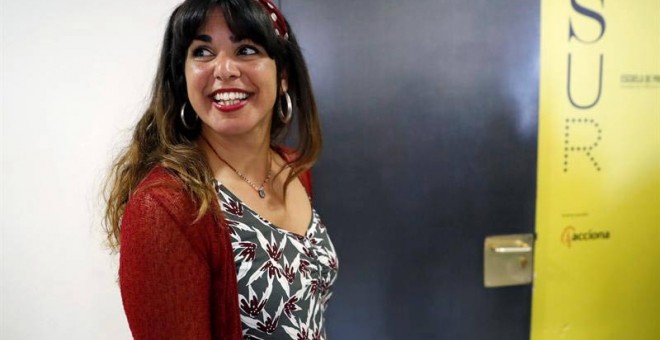 La coordinadora de Podemos en Andalucía, Teresa Rodríguez, durante el reciente Consejo Ciudadano Estatal de la formación morada. (JUAN CARLOS HIDALGO | EFE)