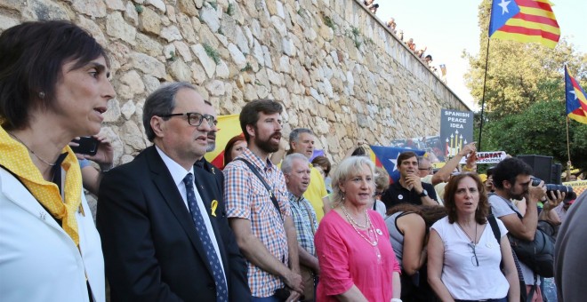 El president de la Generalitat participa en un acte de protesta contra la presència del rei a la inauguració dels Jocs del Mediterrani / EUROPA PRESS