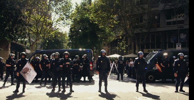 Operatiu de la Policia Nacional durant el 20-S a la seu de la CUP.