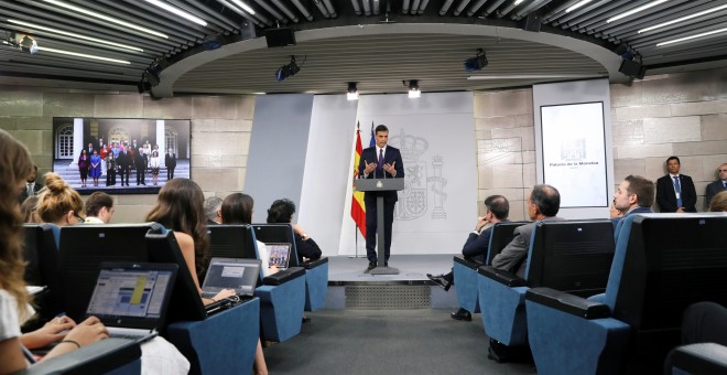 Pedro Sánchez en la rueda de prensa posterior al Consejo de Ministros. REUTERS/SUSANA VERA