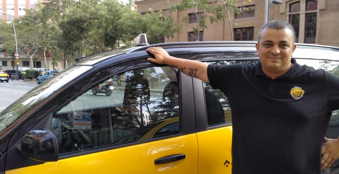 El líder sindical d'Élite Taxi, Alberto 'Tito' Álvarez, a Barcelona. Àngel Ferrero