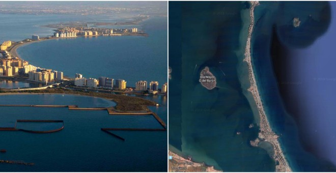 La urbe, asentada sobre un cordón litoral, separa el Mar Mediterráneo y el Menor - EFE / Google Maps