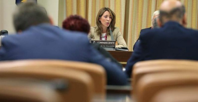 La Secretaria de Estado de Comercio, Xiana Margerida, durante su comparecencia en la Comisión de Defensa del Congreso. (ZIPI | EFE)