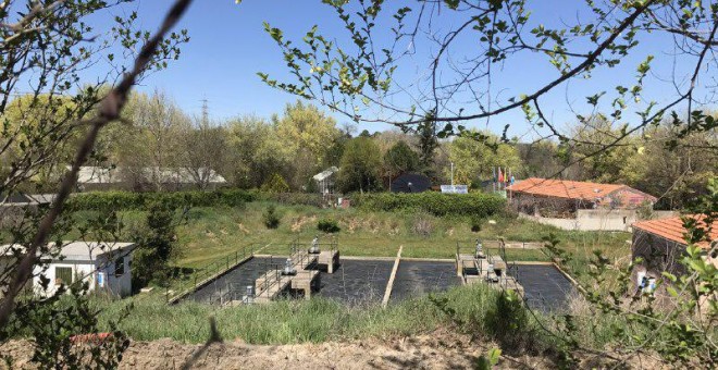 Vista de las instalaciones de la depuradora de Húmera, cercana a la localidad madrileña de Pozuelo de Alarcón.