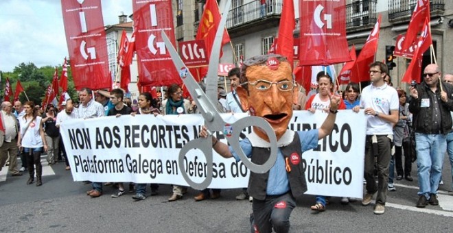 Una manifestación contra los recortes de Feijóo en educación. /CIG