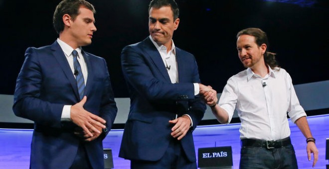 Albert Rivera, Pedro Sánchez y Pablo Iglesias. FOTO: JuanJo Martin/EFE