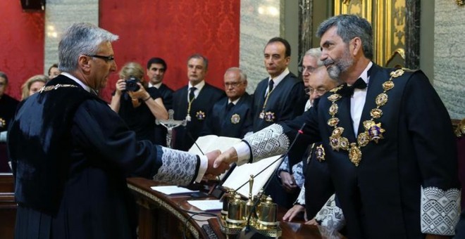 Carlos Lesmes junto a Luis María Díez-Picazo. EFE