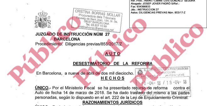 Auto en el que el juez desestima el último recurso de la Fiscalía contra el teniente Segura, sentenciando que sus manifestaciones están amparadas por la libertad de expresión.