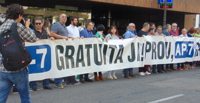 Manifestación por la liberación de los peajes de la autopista AP-7