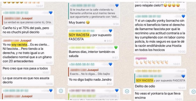 WhatsApps ultras en chats de la Policía Nacional.