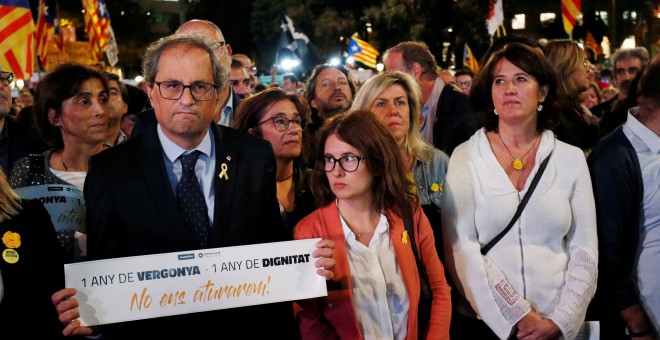 El president de la Generalitat, Quim Torra, en las concentraciones convocadas con motivo del primer aniversario del ingreso en prisión de los políticos independentistas presos. REUTERS/Albert Gea