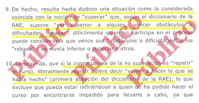 Argumento semántico de Gema Espinosa sobre 'superar'.