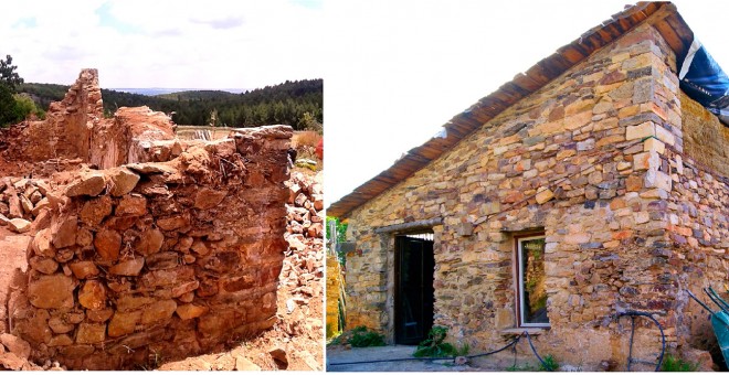 Imagen de una de las casas reconstruidas por el proyecto repoblador de Fraguas