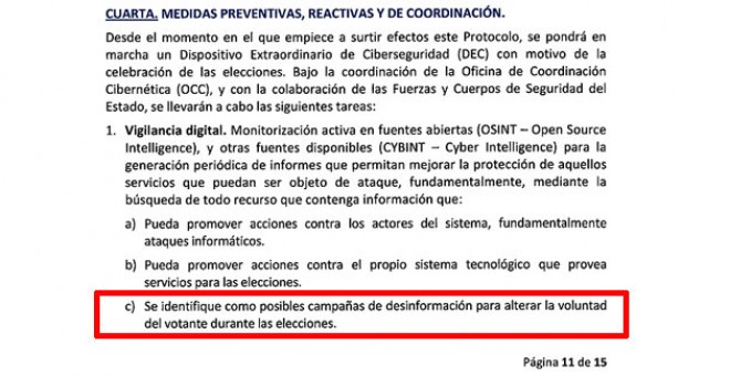 Extracto de la instrucción de Interior.