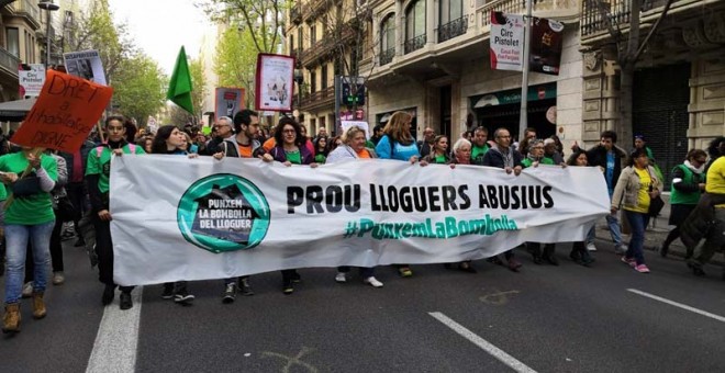 Cabecera de la manifestación en Barcelona. (EP)